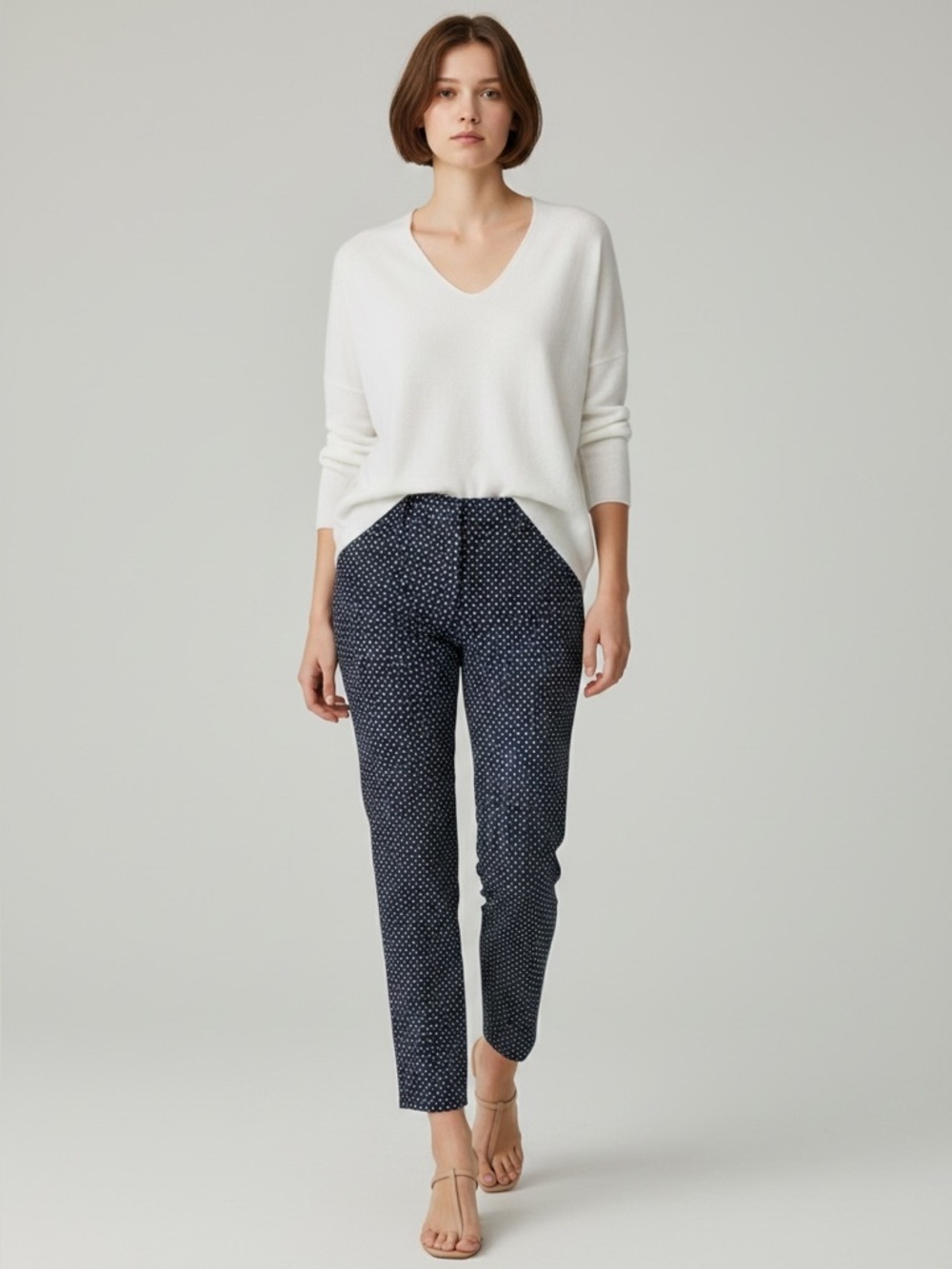 Ricki’s Blue White Cigarette Trousers Slim Ankle Cropped Pants Size 2